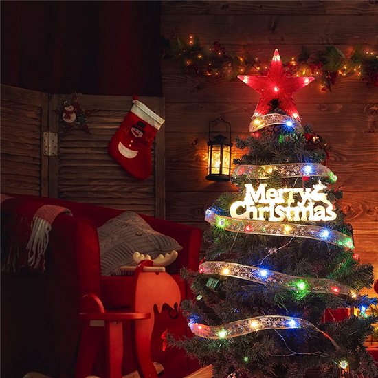 2 Stuks LED Kerstboom Licht Lint- 2m 20 Lichtjes-werkt op Batterij(incl. Batterijen) -kerstdecoratie-Multicolour-goud