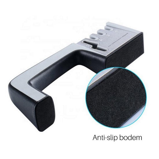 4 in 1 Messenslijper – Messen en scharen slijpen met 4 level slijpers – Simpel en snel in gebruik met vlijmscherp resultaat zonder slijpsteen – Kunststof – Zwart