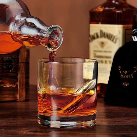 RVS 6 Whiskey stones- met een vorm van kogel-herbruikbaar-goud