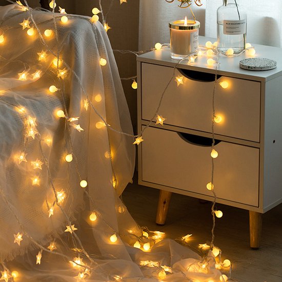 LED bal lichtsnoer warm wit 12m 100 lichtjes bal USB 8 functies afstandsbediening