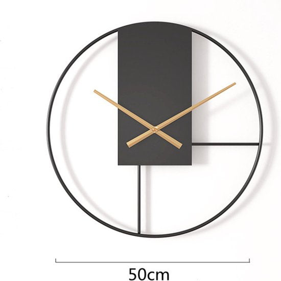 50cm Scandinavische Metalen Wandklok - Zwart/Goud