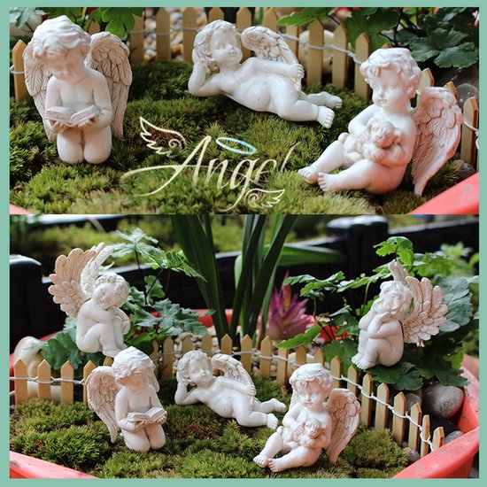 6 stuks Engelbeeldjes van hars, set van vijf, 16*13,5*27,5 cm