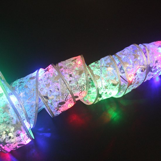 2 Stuks LED Kerstboom Licht Lint- 2m 20 Lichtjes-werkt op Batterij(incl. Batterijen)-kerstdecoratie-Multicolour-zilver