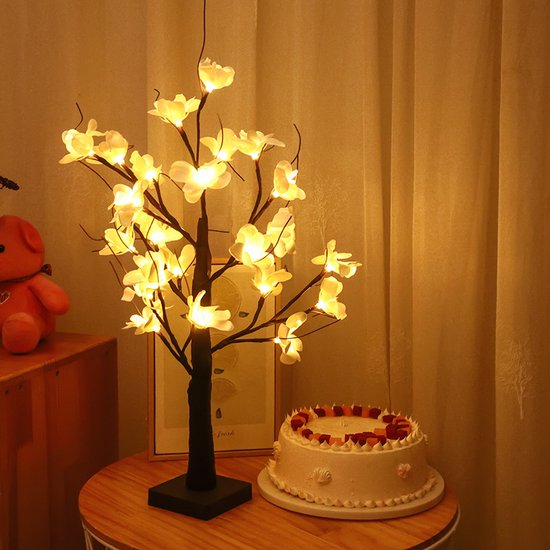 Kunstmatige Kapok Flowers Lamp Decoratie - LED Lamp - Werkt op Batterijen - Warm Wit Licht - Perfect voor Woonkamer en Slaapkamer - Feestelijke Decoratie