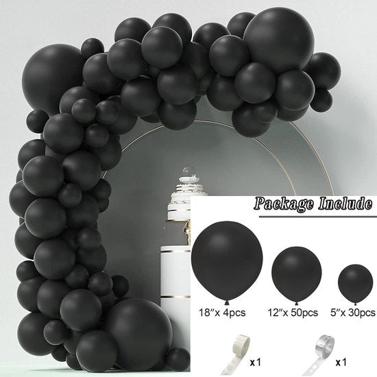 Unikorf 86-delige Macaron Ballonset Boog Matzwart