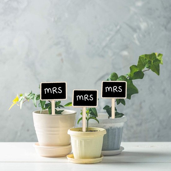 20 Stuks Houten Krijtbord Plantenlabels met Paaltjes
