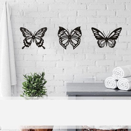 Metalen Vlinder Wanddecoratie 3-pack – Modern Zwart – Binnen & Buiten – 3D Effect – Uniek Design – afbeelding 24