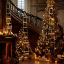 1,7m LED Kerstladder met Klimmende Kerstman –Kerstboomdecoratie-Warm Wit Kerstverlichting- USB, 8 Lichtmodi, Waterdicht IP65 voor Binnen & Buiten