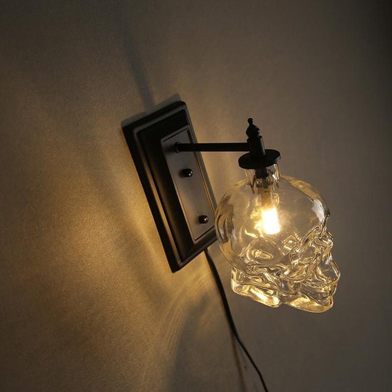 Wandlamp schedel in retro stijl-helder glazen wandlamp