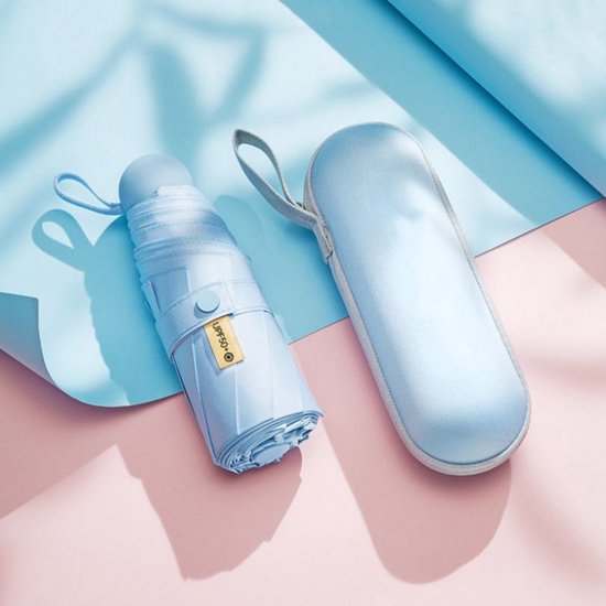 TDR--Opvouwbare Paraplu -Windproof-Zonbescherming Anti-Uv UPF50 + met gratis Reisetui-hemelsblauw