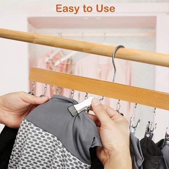 2x Houten sokkenhanger 12 knijpers voor luchtdrogen