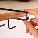 Keukenhaak onder plank, 6 haken - set van 4, zwart 26cm