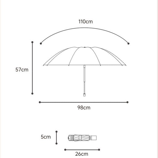 Opvouwbaar bloem paraplu - Zonbescherming Anti-Uv UPF50 + -Windproof- Stevig paraplu met diameter van 97 cm