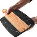 Luxe Marmer en Houten Snijplank - Stijlvol en Duurzaam met Handvat- 34,9 x 18,5 x 1,2 cm - zwart