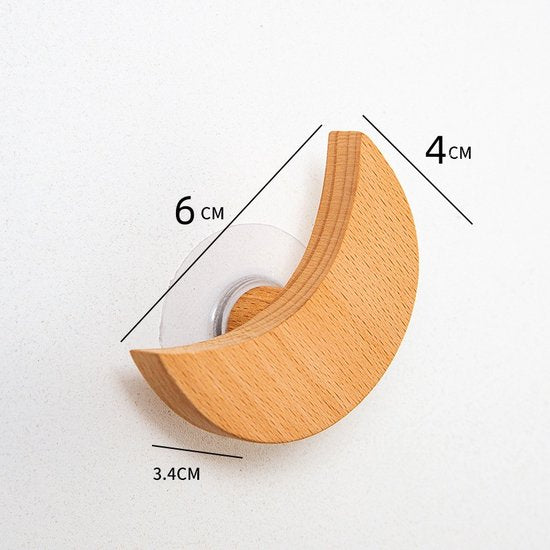 3 stuks Beukenhouten Kapstokhaken – Ster, Maan & Wolk