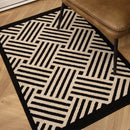 Antislip Deurmat - Geometrisch Patroon met Diagonale Lijnen - Absorberend en Wasbaar - Ideaal voor Binnen 60X90CM-zwart