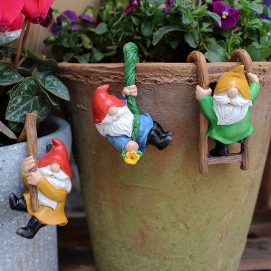 3-delige Klimmende Kabouters Hangers voor Tuin en Balkon