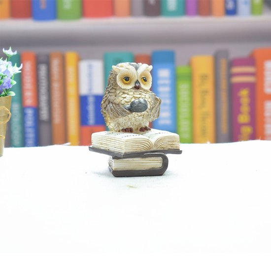 Hars Uil Ornament - Lezende Uil Desktop Decoratie