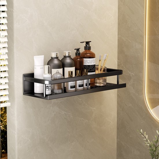 2x Multifunctionele Aluminium Wandplank 40cm - Zwart