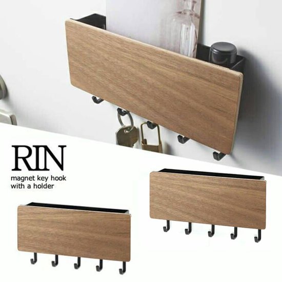 Sleutelrekje - Bamboo met donker hout - 19 x 3 x 7 cm