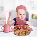 8 delig Complete Baby Eetserviesset voor Baby's van 3 Maanden en Ouder-bordeaux rood