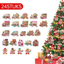 24-delige Set Houten Kersthangers – Snoeptrein Decoraties voor Kerstboom-Unieke Hangdecoratie voor Kerstboom en Cadeaus