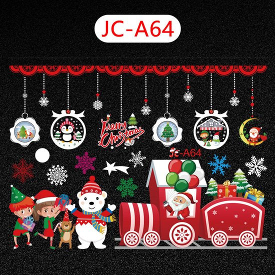 Kerst Raamstickers met kerstbomen， kerstballen en Kerstfigur