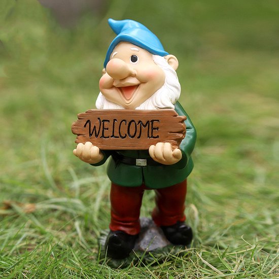 Magisch Welkomstbord met Kabouterbeeldje - Tuindecoratie 10x