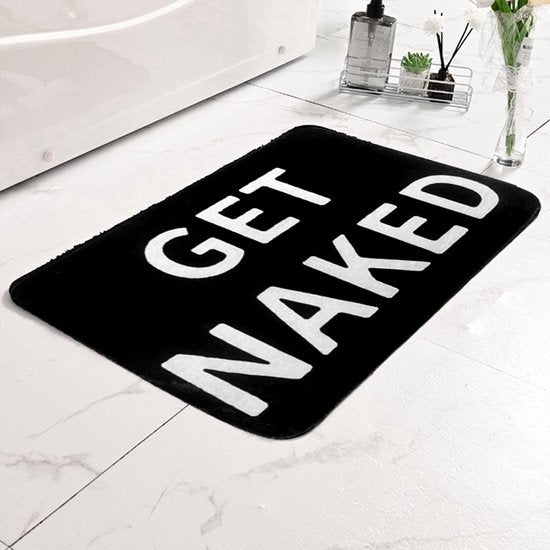Luxe "GET NAKED" Badmat met Antislip- Zachte Pluche Comfort - Duurzaam en Absorberend 40*60CM-zwart