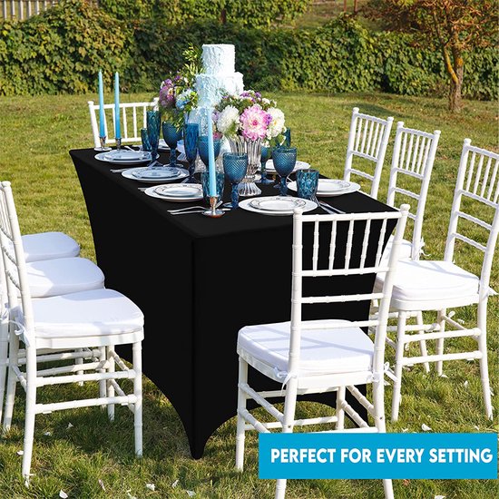 Creëer stijlvolle tafeldecoratie met het Elastische Tafelkleed -voor rechthoekige tafel-183*76*76CM-zwart