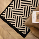 Antislip Deurmat - Geometrisch Patroon met Diagonale Lijnen - Absorberend en Wasbaar - Ideaal voor Binnen 60X90CM-zwart