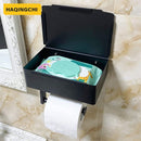 3-in-1 RVS Toiletrolhouders Zelfklevend-Vochtig Toiletpapier houder- met plankje-zwart
