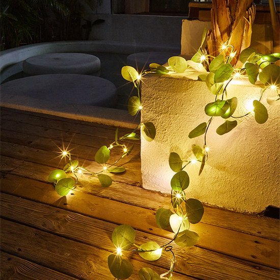 Xtraworks - led lichtstring eucalyptusbladeren wijnstok licht-werkt op USB- 2 meter 20 lampjes