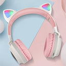 TDR- Draadloze Bluetooth koptelefoon - Over-Ear Koptelefoon voor Kinderen - Met Led Kat Oortjes - Bekend van TikTok -  roze grijs