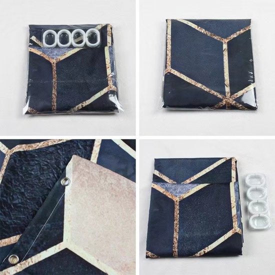 Unikorf Douchegordijn 180x200 grijs marmerpatroon