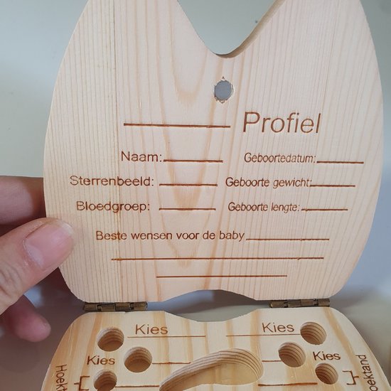 Houten Tandvormig Tandendoosje – Nederlandse Versie – Duurzaam FSC Grenenhout – 20 Genummerde Vakjes – Unisex Melktand Bewaardoos voor Jongens & Meisjes – Stevige Magneetsluiting – Persoonlijk Profiel Binnenzijde – Compact Baby Keepsake Kraamcadeau