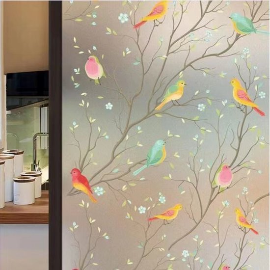 Milieuvriendelijke PVC Glasfolie - Vogelpatroon - 90x200 cm