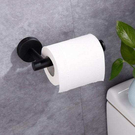 Luxe Roestvrijstalen Toiletrolhouder - Zwart Modern Design