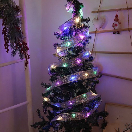 2 Stuks LED Kerstboom Licht Lint- 2m 20 Lichtjes-werkt op Batterij(incl. Batterijen)-kerstdecoratie-Multicolour-zilver