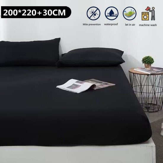 Ademende Antibacteriële Matrashoes 200x220cm - Zwart