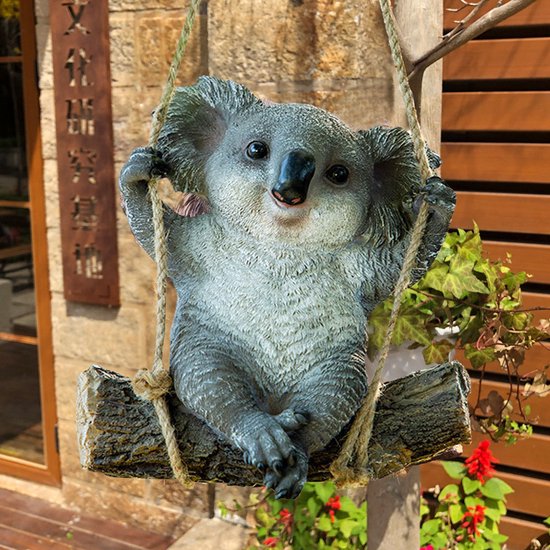 Schattige Schommelende Koala Hars Hanger - Voeg een Australisch Accent Toe aan Je Interieur-grijs 21*12*23cm