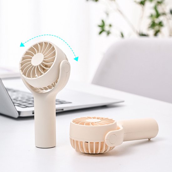 Draagbare USB-handventilator 3 snelheden, lange accu, wit