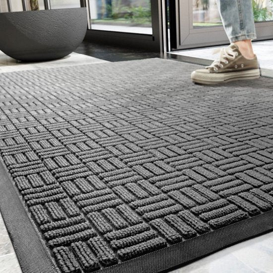 Geruit antislip deurmat -droogloopmat-deurmat voor binnen of buiten-donkergrijs 60*90cm