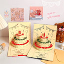 3D Pop-up Verjaardagskaart met Taartontwerp- Feestelijke Decoraties en Opnamefunctie-14.4x14.4cm