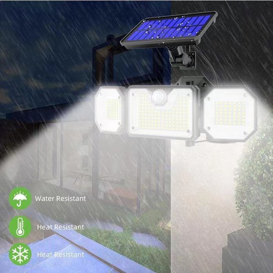 Solar Wandlamp met Bewegingssensor en Afstandsbediening - Op Zonne-energie - 226 LED's - Waterdicht - Tuinverlichting - 3 Verstelbare Lampen