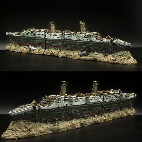 Scheepswrak Ornament - Aquarium Decoratie - 38,5 cm - Hars - Titanic Stijl