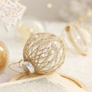 Set van 18 Luxe Transparante Kerstballen - Natuurlijk Design met Jute, Bloemen en Vezels - Duurzaam en Herbruikbaar-Ø 7.8 cm