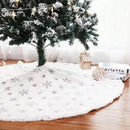 Elegante Kerstboomrok - 122 cm - Wit met Kleurrijke Sneeuwvlokken en Luxe Afwerking-Een Feestelijke Toevoeging aan Je Kerstdecoratie
