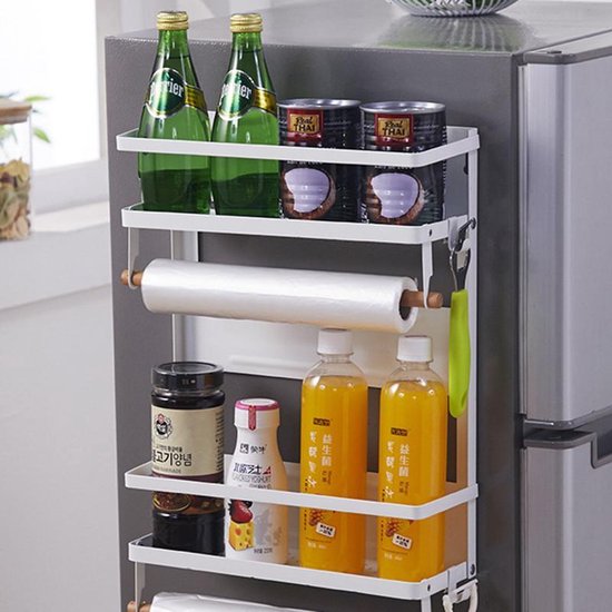 TDR - Multifunctioneel Ophangbaar Keukenrek of badrek- multifunctioneel organiser - 3 lagen Magnetisch - Wit