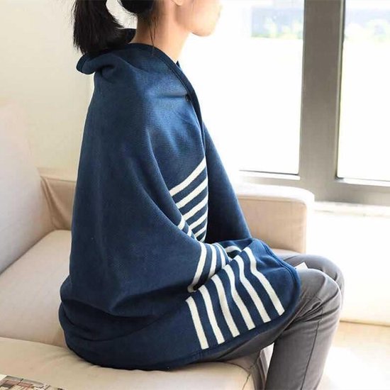 TDR - Multifunctionele warme deken - fleece mantel - super zachte fleecedeken - Sherpa - 80 x 130 cm - Blauw